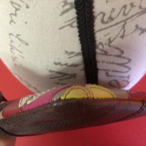 💐Authentic Fossil Leather Corner Zip Wristlet Wallet Clutch Brown Floral - Picture 5 of 8